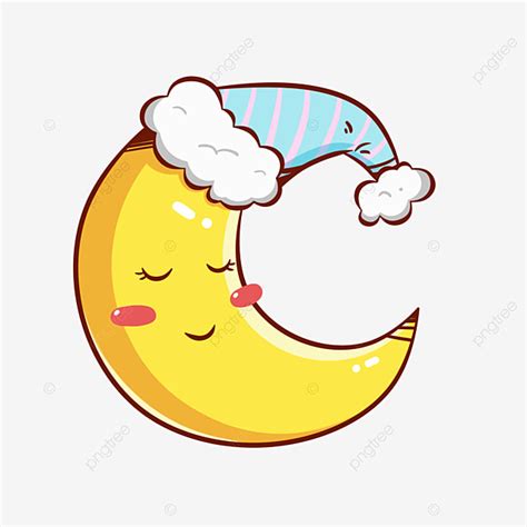 Sleeping Moon Clipart Png Images Hand Drawn Cartoon Moon Sleeping Go