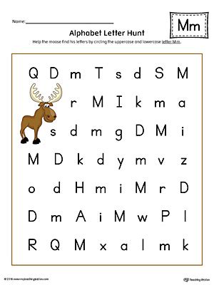 Alphabet Letter Hunt: Letter M Worksheet (Color) | MyTeachingStation.com