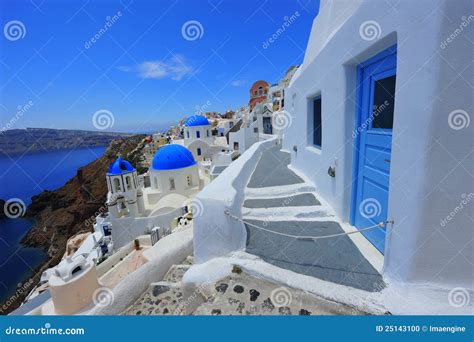 White And Blue Of Santorini Oia Village Stock Photo Image Of Hill