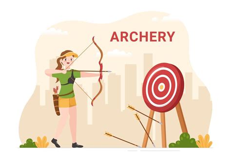 Archery Sport With Bow And Arrow Pointing At Target For Outdoor