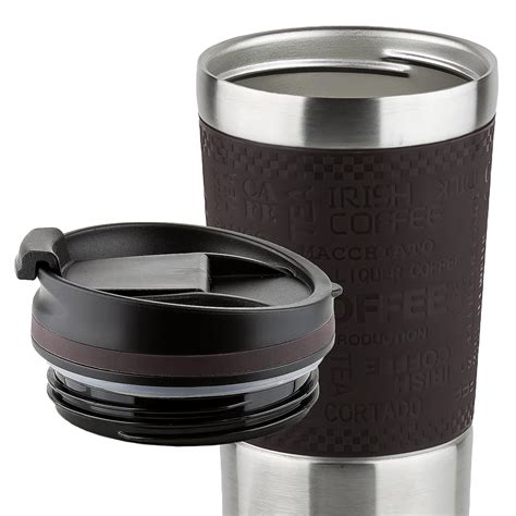 Stainless Steel Insulated Coffee Mug One Handed Open To Drink Double Walled And Leakproof For