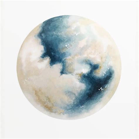 Blue Moon Print, Moon Painting, Moon Art, Lunar Artwork, Boho Decor