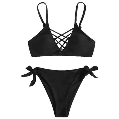 Swim Strap Floral Print Criss Cross Bikini Set Black Poshmark