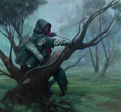 The Wandering Folklorist Male Ranger Archer In Forest Hooded