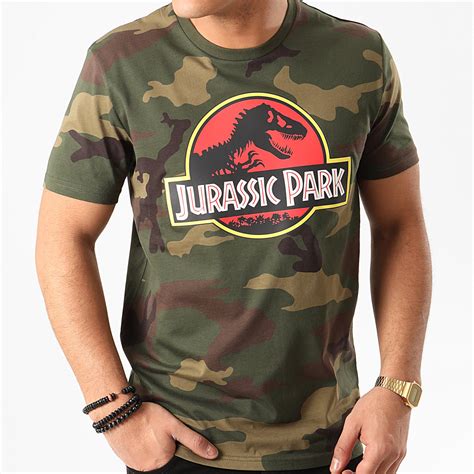 Jurassic Park Tee Shirt Jurassic Park Original Logo Camouflage Vert