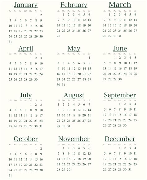 2021 Year At A Glance Calendar