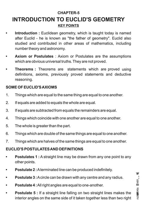 Class 9 Maths Introduction To Euclids Geometry Notes All Important Notes