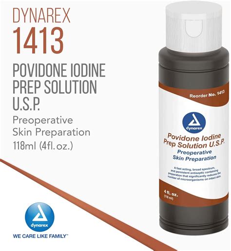Dynarex Povidone Iodine Prep Solution Antiseptic Solution For Skin And Mucosa Ideal For