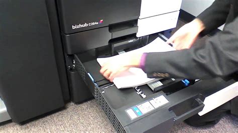 The download center of konica minolta! Changing paper in your Konica Minolta bizhub C224e C284E C364E - YouTube
