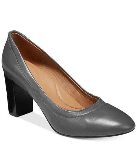 Clarks Womens Chryssa Ari Block Heel Pumps In Gray Lyst