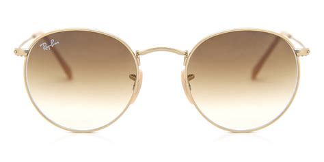 Ray Ban Rb3447n Round Flat Lenses 11251 Sunglasses In Matte Gold