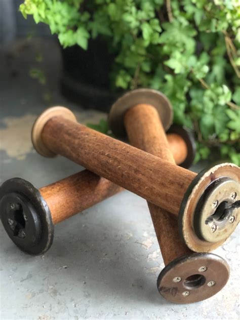 Vintage Wooden Mill Spools Textile Industrial Antique Etsy