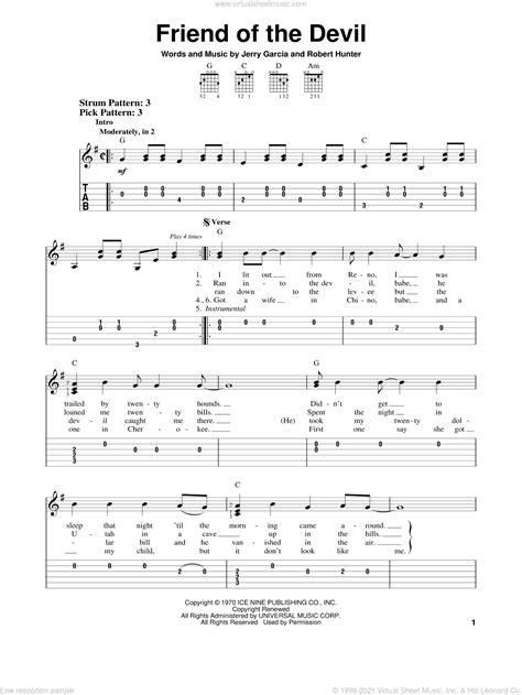 Dead Friend Of The Devil Sheet Music For Guitar Solo Easy Tablature