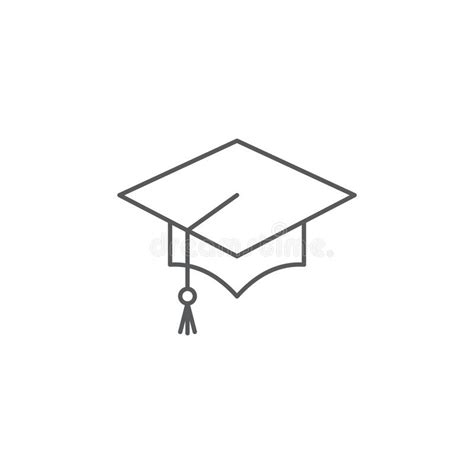 Outline Graduation Cap Vector Icon Isolated Black Simple Line Element