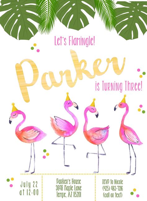 Flamingo Invitation Flamingo Party Invite Lets Etsy