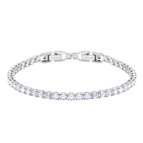 Swarovski Womens White Rhodium Plated Tennis Deluxe Bracelet 5409771