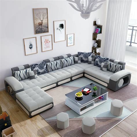 Hot Item White Color U Shape Modern Sectional Sofa Couch Chaise S889