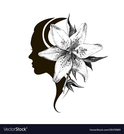 Beautiful Girl Silhouette With Stylish Hairstyle Vector Image
