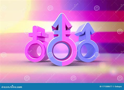Set Of Gender Symbols With Stylized Silhouettes Male Female And Unisex Or Transgender Idea