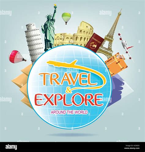Travel And Explore Around The World With Globe And Iconic Landmarks
