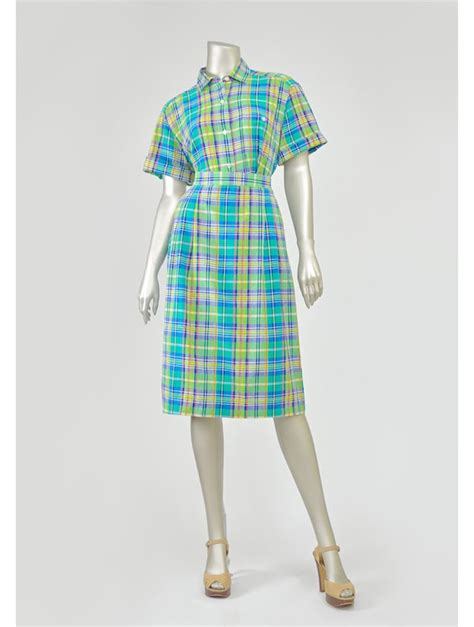 vintage madras plaid dress 1950s 1960s dress by recyclinghistory