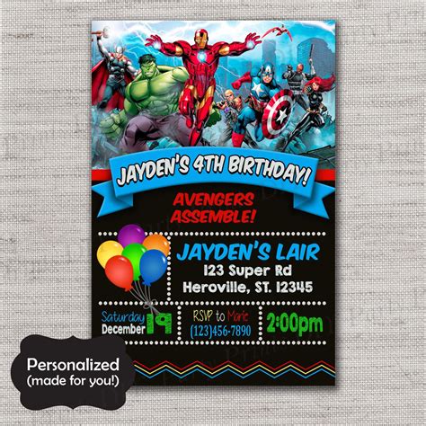 Avengers Birthday invite,Avengers invite,JPG file,Invite 