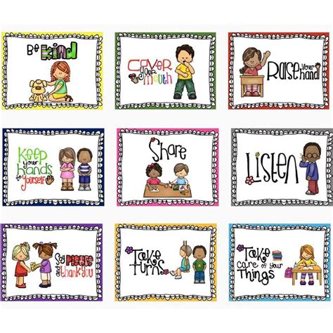 Προϊόν 9pcs English Poster Classroom Rules A4 Big Cards Kindergarten