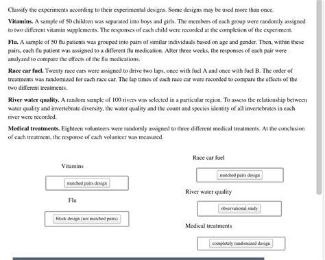 Solved: Classify The Experiments According To Their Experi... | Chegg.com