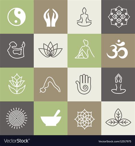 Yoga Symbols And Poses For Pilates Studio Or Zen Vector Image