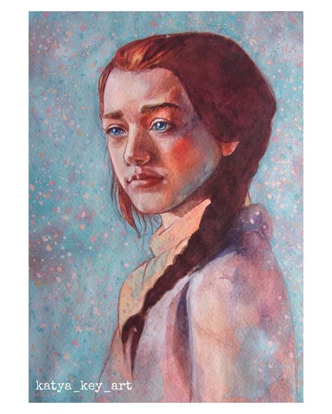 არია სტარკი 🌼 Maisiewilliams Arya Watercolor Illustration 😊 Portrait