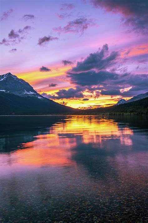 Sunset At Bow Lake Banff National Park Alberta Canada Photograph By