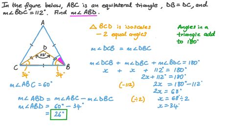 Question Video: Finding the Measure of an Angle in a Triangle Using the Relations between the ...