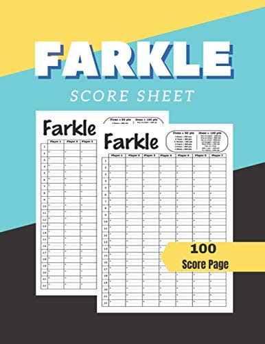 Farkle Score Sheet Perfect Scorebook For Farkle Scorekeeping Farkle