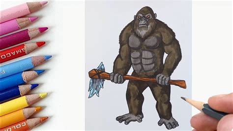 How To Draw Kong With Axe Youtube