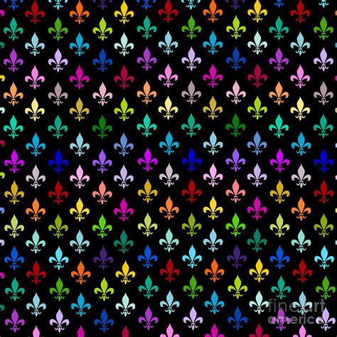 Rainbow Fleur De Lis Pattern On Black Digital Art By Li Or Pixels
