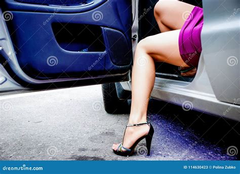 Young Woman Get Out Of The Car Stock Image Image Of Luxury Human 114630423
