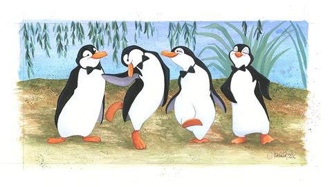 Original Water Color On Paper Mary Poppins Penguins Merry Poppins