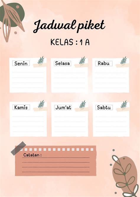 Halaman 4 Gratis Desain Contoh Jadwal Pelajaran Canva