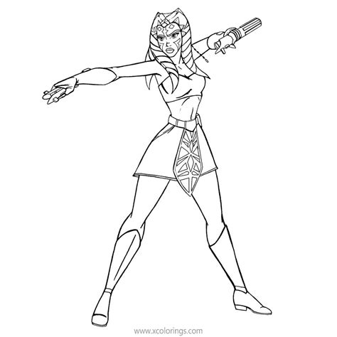 Ahsoka Tano Coloring Pages from Star Wars The Clone Wars - XColorings.com