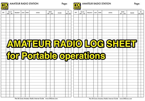 Log Sheet For Portable Operations The