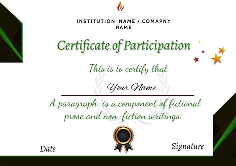 Certificate Of Participation Template Postermywall