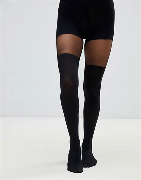 asos design mock over the knee tights with bum and tum support in black asos