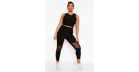 Boohoo Plus Soft Touch Mesh Cut Out Gym Leggings The Best Workout