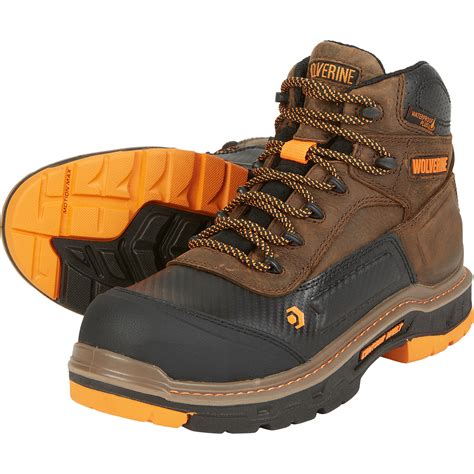 Wolverine Mens 6in Overpass Waterproof Work Boots Carbonmax Safety