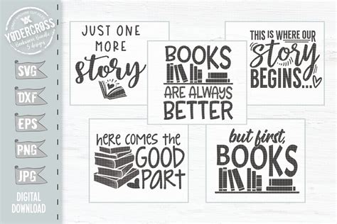 Reading SVG Bundle - 5 Book SVG Designs (228881) | Cut Files | Design