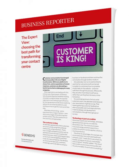 Business Reporter Brief Transforming Your Contact Centre Genesys