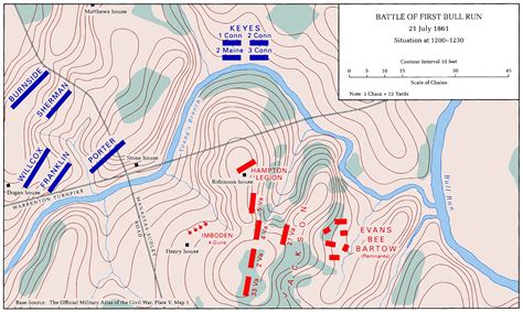 The Battle Of Bull Run Situation At 1200 1230 Us Army Center Of