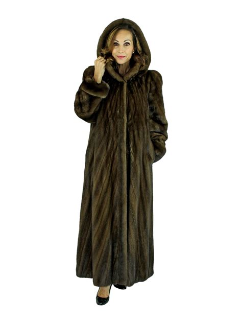 Demi Buff Female Mink Fur Coat With Detachable Hood Womens Mink Fur Coat Xl Estate Furs