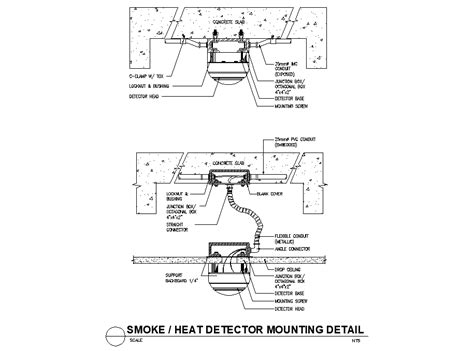 Smoke And Heat Detector Mounting Cad Drawing Dwg File Cadbull