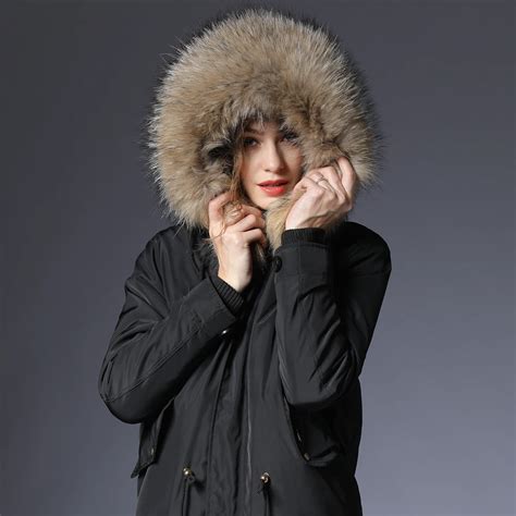 Parka Real Fur Coat Women Furs Parka Women Winter Real Raccoon Fur Coat